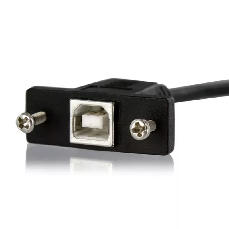 StarTech.com 3 pėdų skydelio montavimo USB B laidas B į B - moteriškas/vyriškas, 0,91 m, USB B, USB B, USB 2.0, 0,48 Gbit/s, juoda