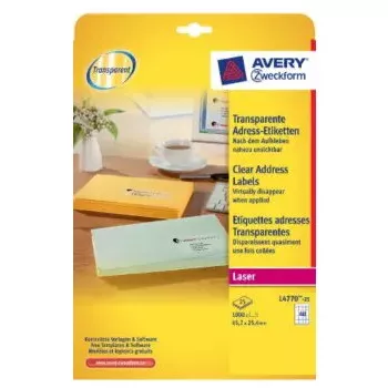 Skaidrūs poliesteriniai lipdukai spausdintuvui Avery L4770-25 – 1000 vnt.