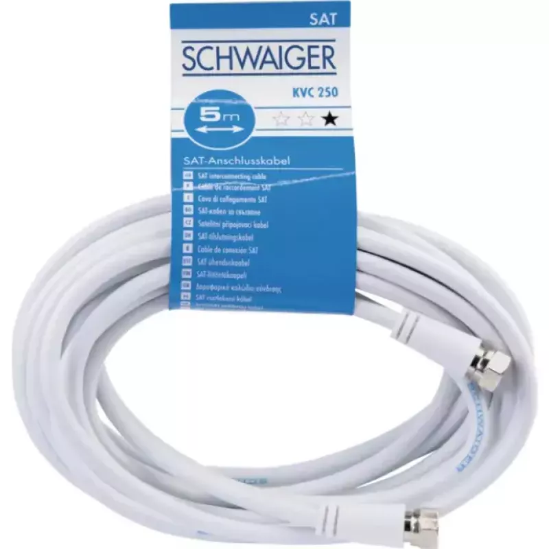 Koaksialinis kabelis Schwaiger KVC250 052 F tipo 5 m baltas
