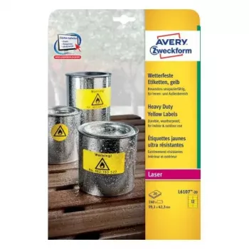 Lipnios etiketės Avery L6107-20 geltonos, užapvalintos stačiakampės