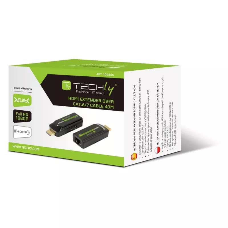 Techly IDATA EXT-E70S HDMI prailgintuvas AV siųstuvas ir imtuvas juodas