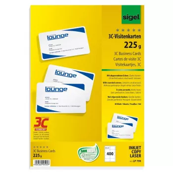 Vizitinės kortelės Sigel LP799, satino, 85x55 mm, 225 g/m², 400 vnt.