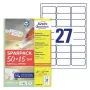 Lipnūs etikečių lapai AVERY L4737REV-65 Balti 6,35x2,96 cm