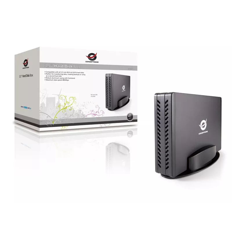 Conceptronic 3,5 colio išorinis kietojo disko dėklas, HDD dėklas, SATA, USB, juodas
