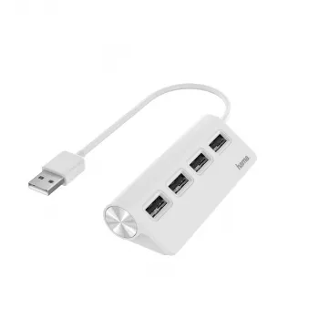 Hama 00200120 USB 2.0 skirstytuvas, 480 Mbit/s, baltas