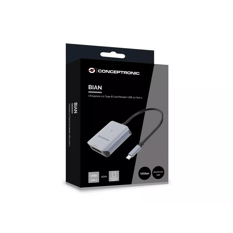 Conceptronic BIAN08G CFexpress 2.0 Type B kortelių skaitytuvas USB 3.2 Gen 2