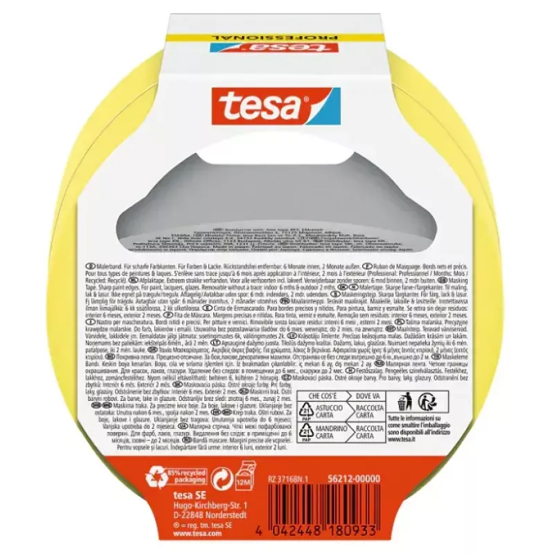 Maskavimo juosta Tesa 56212-00000-02, 25 m × 25 mm, geltona, 2 vnt. pakuotė