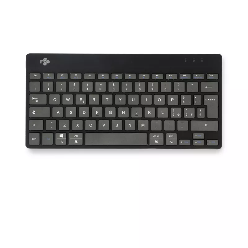 Ergonominė klaviatūra R-Go Tools Compact Break, kompaktiška su pertraukų programine įranga, QWERTY (IT), Bluetooth, juoda