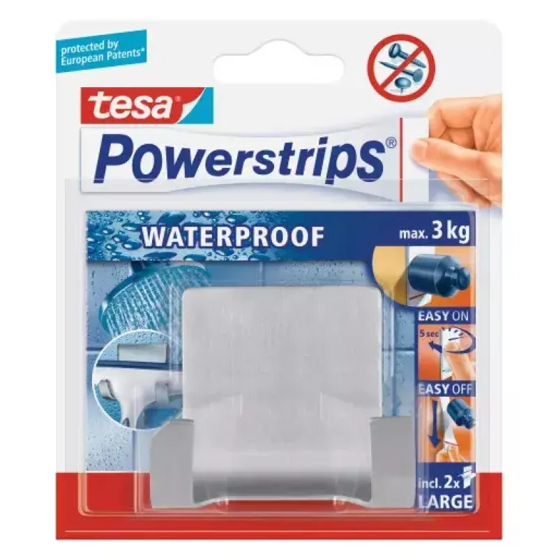 TESA 59710-00000 nerūdijančio plieno kabliukas dušui