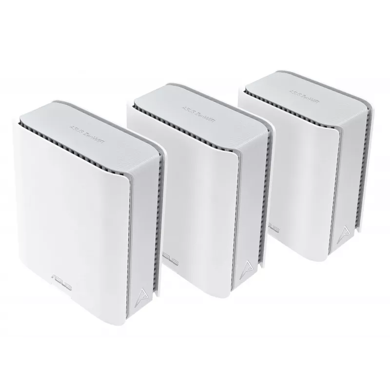 ASUS ZenWiFi BT8 triju dažnių juostų (2,4 GHz / 5 GHz / 6 GHz) Wi-Fi 7 (802.11be) tinklo sistema, balta, 3 vidiniai moduliai