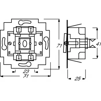 Jungiklis 1P Busch-Jaeger 1413-0-0491 — vienpolis, 250 V AC, 10 A, mėlynas metalikas, 71×71×25 mm