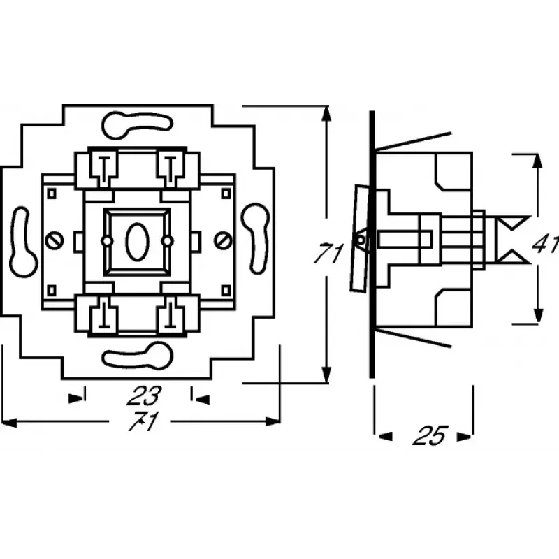 Jungiklis 1P Busch-Jaeger 1413-0-0491 — vienpolis, 250 V AC, 10 A, mėlynas metalikas, 71×71×25 mm