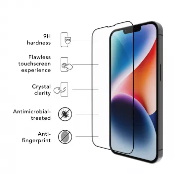 dbramante1928 Eco-Shield apsauginis stiklas iPhone 13 / 13 Pro / 14 juodas kraštas