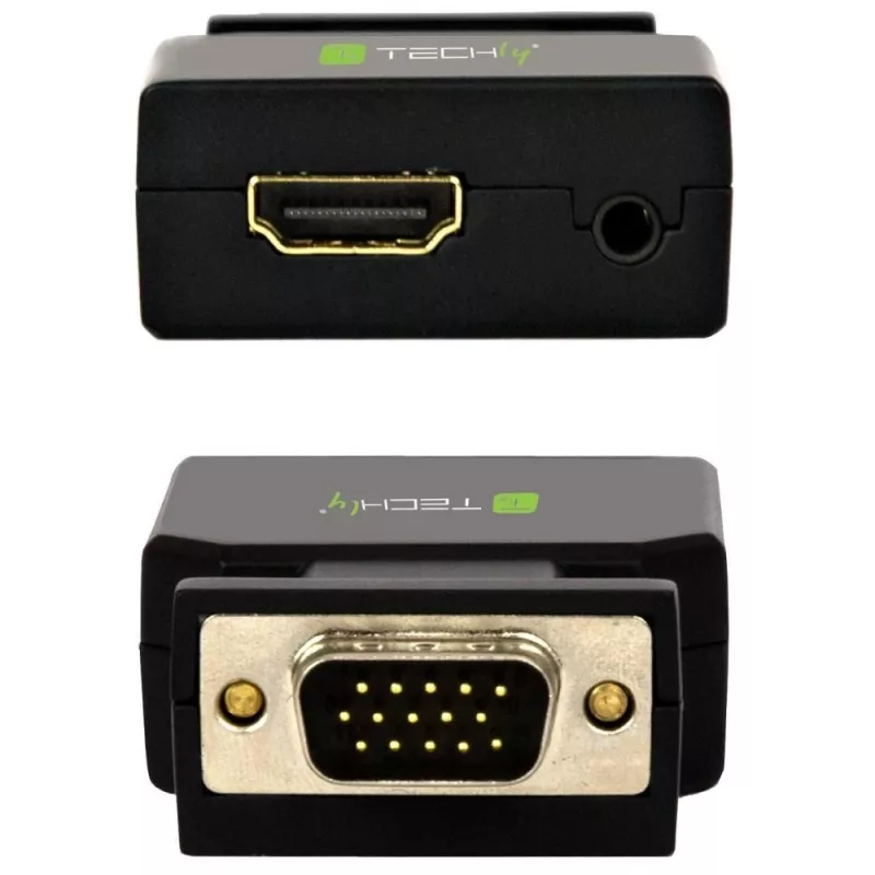 Techly Mini keitiklis VGA su garsu į HDMI IDATA VGA-HDMINI