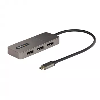 StarTech.com 3 prievadų USB-C kelių monitorių adapteris, USB Type-C į 3x DisplayPort 1.4 MST šakotuvas, trigubas 4K 60Hz nešiojamojo kompiuterio ekrano plėtinys / skirstytuvas, HDR, ilgas įmontuotas kabelis – tik Windows