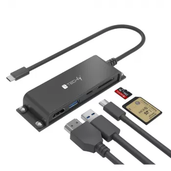 Techly IADAP-USBC-935 belaidė stotelė / USB šakotuvas, USB 3.2 Gen 1 (3.1 Gen 1) Type-C, juoda