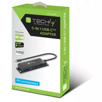 Techly IADAP-USBC-935 belaidė stotelė / USB šakotuvas, USB 3.2 Gen 1 (3.1 Gen 1) Type-C, juoda