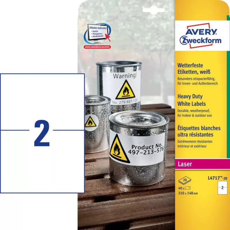 Lipni etiketė Avery L4717-20 užapvalintas stačiakampis