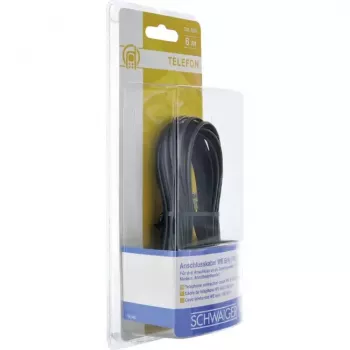 Telefono kabelis Schwaiger 6,0 m RJ-11 – RJ-11 juodas