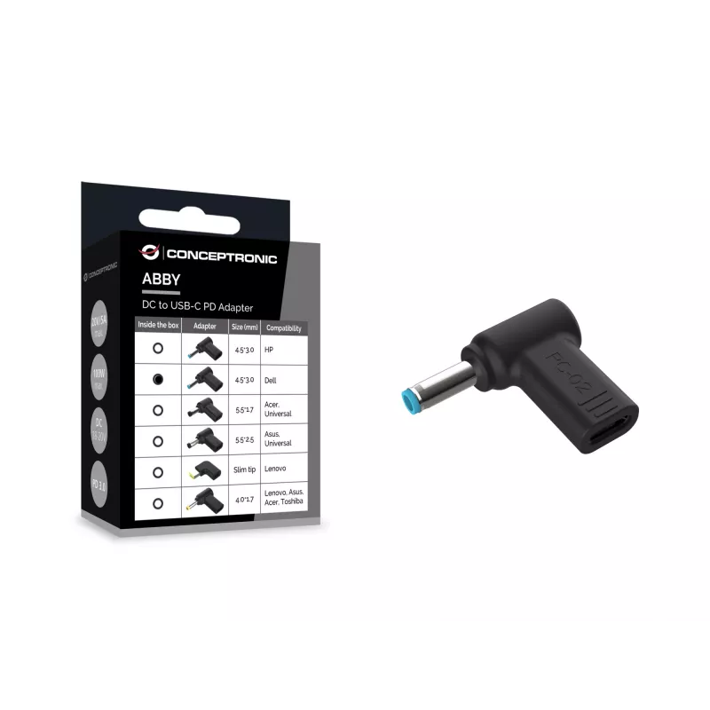 Conceptronic ABBY15PC02 adapteris DC į USB-C, Dell 4.5x3.0mm, 18-20V