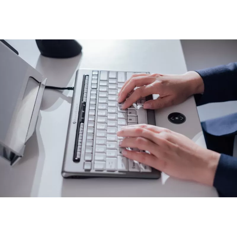 BakkerElkhuizen S-board 840 US Qwerty, Tenkeyless (80 - 87%), Laidinė, USB, Žirklinis jungiklis, QWERTY, Šviesiai pilka, Balta