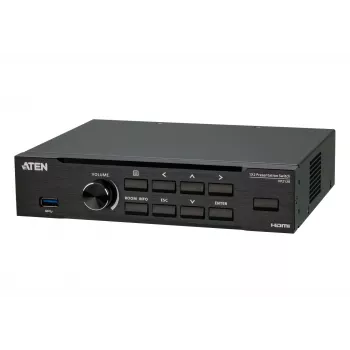 ATEN Seamless Presentation Switch su Quad V, HDMI, USB Type-A, metalinis, juodas, 60 Hz, 15 m
