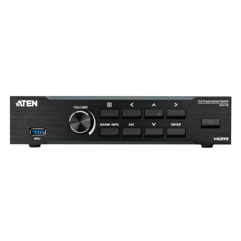 ATEN Seamless Presentation Switch su Quad V, HDMI, USB Type-A, metalinis, juodas, 60 Hz, 15 m