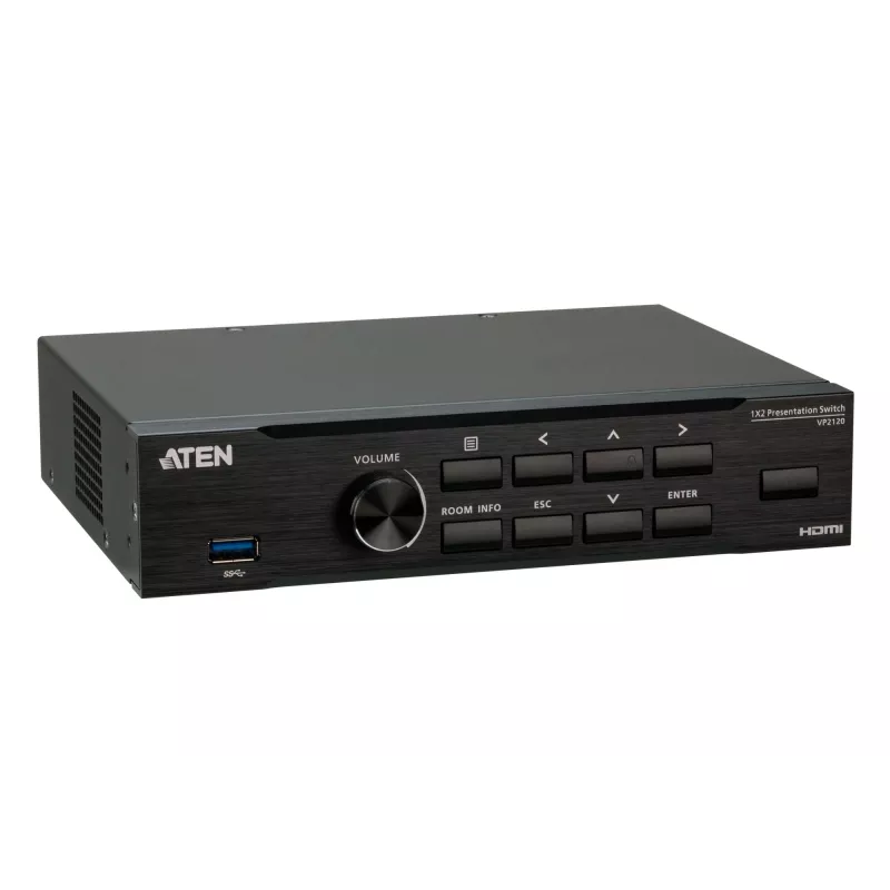 ATEN Seamless Presentation Switch su Quad V, HDMI, USB Type-A, metalinis, juodas, 60 Hz, 15 m