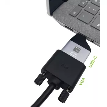 Techly IADAP USBC-VGAC USB-C į VGA adapteris 1920 x 1200 pikseliai Juodas, Sidabrinis