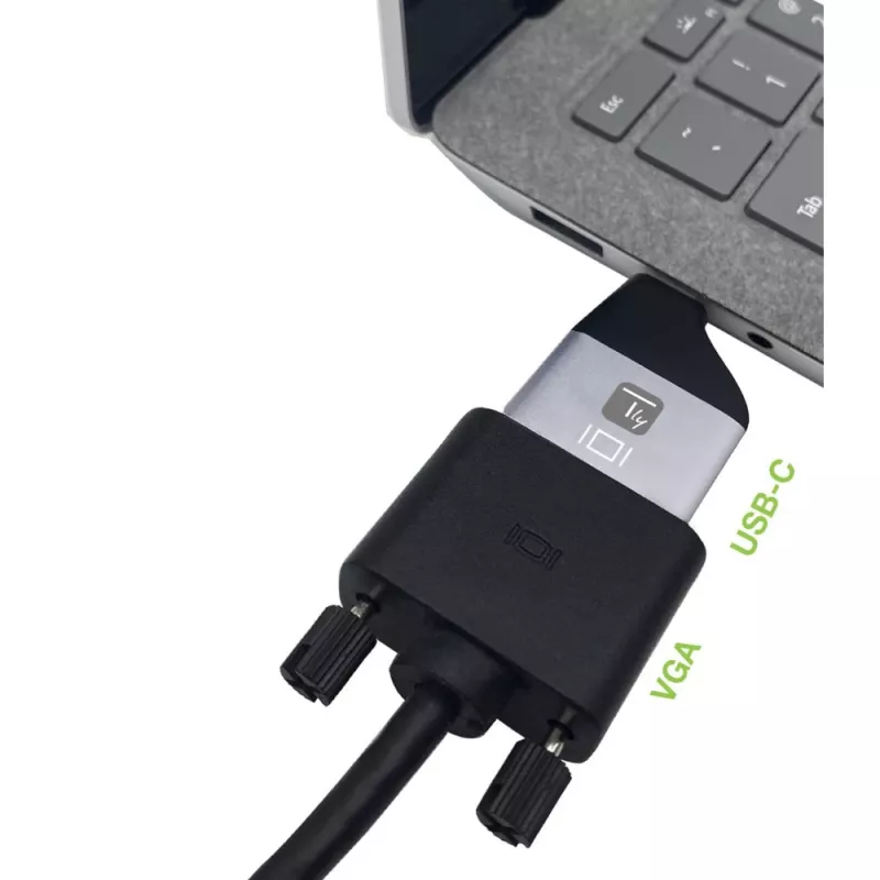 Techly IADAP USBC-VGAC USB-C į VGA adapteris 1920 x 1200 pikseliai Juodas, Sidabrinis