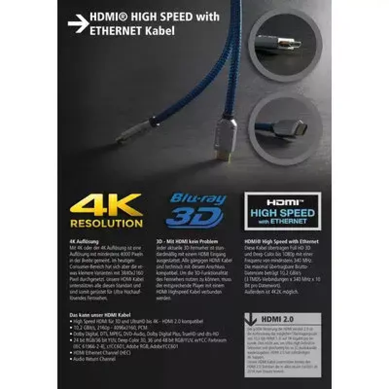 HDMI laidas ShiverPeaks S/CONN 77470-0,5 0,5 m