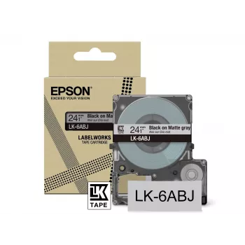Epson matinė juosta – pilka/juoda 24mm (8m) – LK-6ABJ