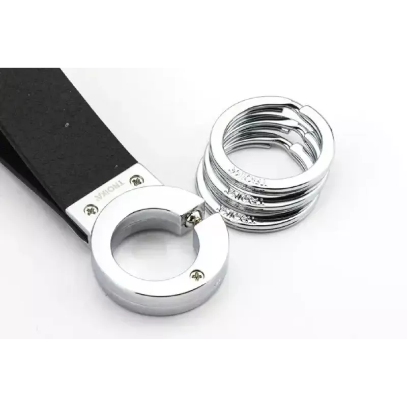 Raktų pakabukas TROIKA KR8-02/LE Black Silver Leather 31mm