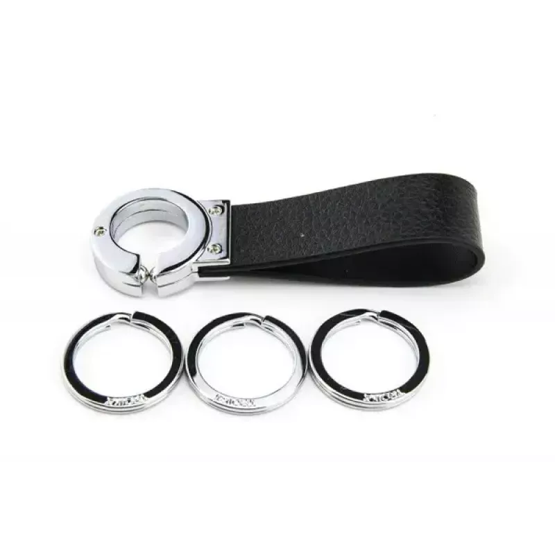 Raktų pakabukas TROIKA KR8-02/LE Black Silver Leather 31mm