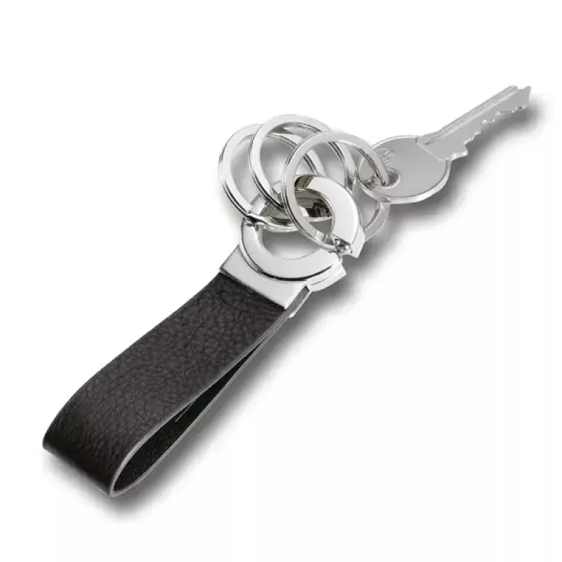 Raktų pakabukas TROIKA KR8-02/LE Black Silver Leather 31mm