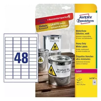 Lipnūs etikečių lapai AVERY L4778-8, 384 vnt., 4,57 x 2,12 cm