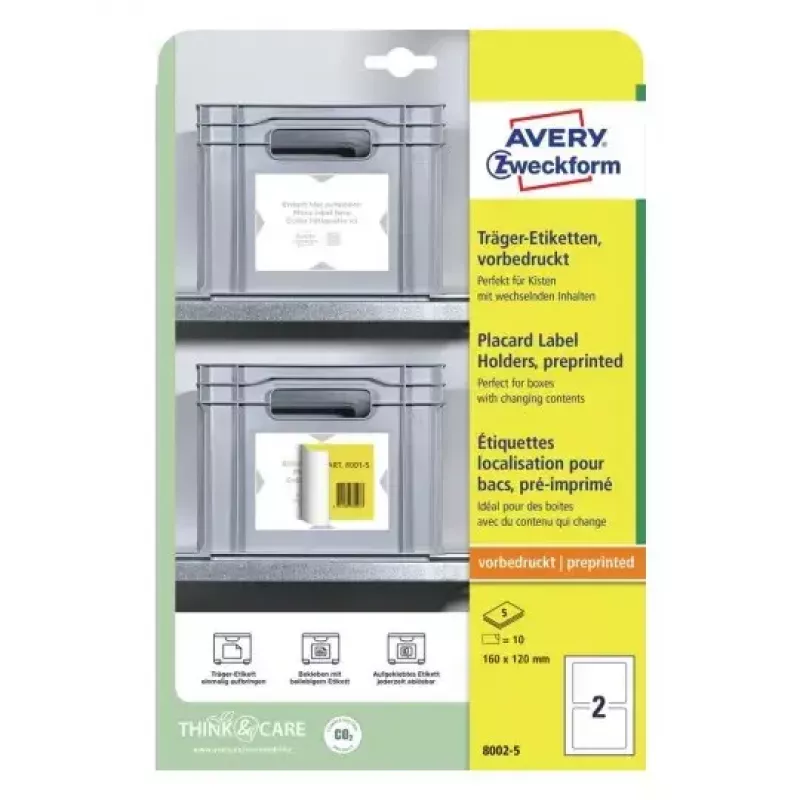 Avery lipnūs etikečių laikikliai šviesiai pilki 8002-5 (160x120 mm) 10 vnt.