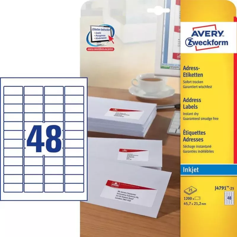 Lipni etiketė Avery J4791-25 apvalinti stačiakampiai