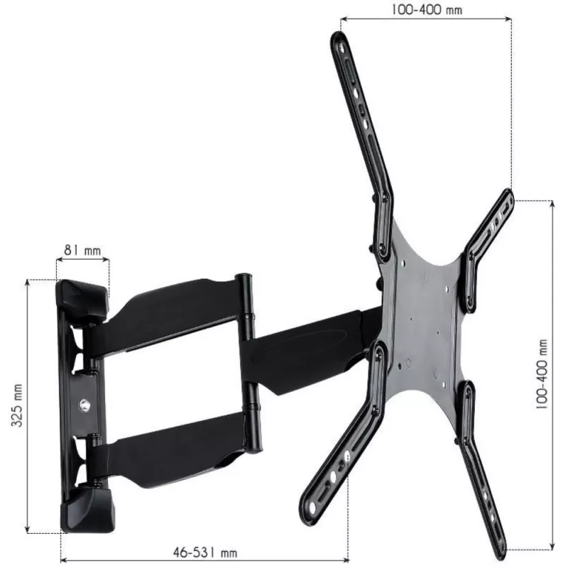 Techly 23-55 Ultra Slim Full Motion LCD TV sieninis laikiklis juodas ICA-PLB 171M