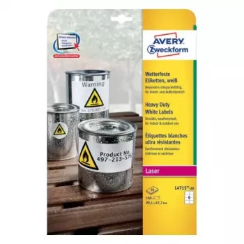 Lipnios etiketės Avery L4715-20, baltos, suapvalintais kampais