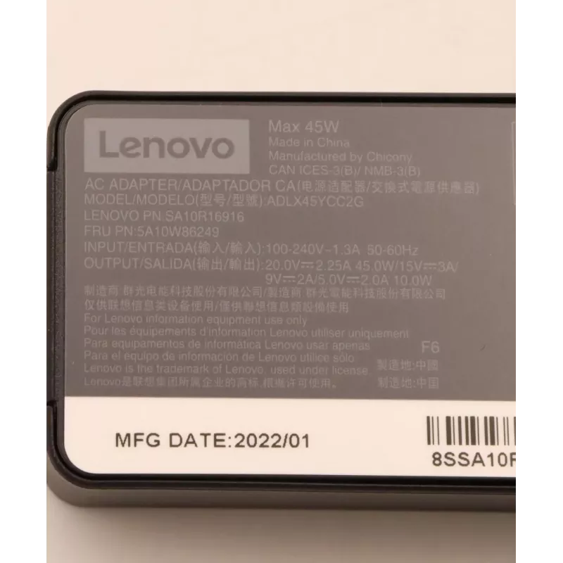 Maitinimo adapteris Lenovo 45W USB-C 5A10W86249
