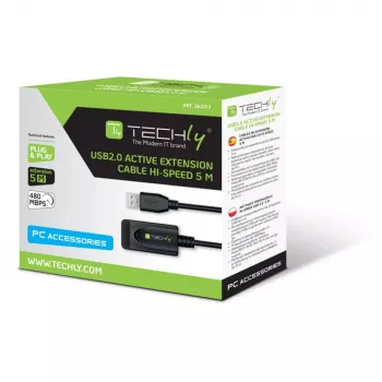 Techly IUSB-REP20TY USB laidas USB 2.0 5 m USB A juodas