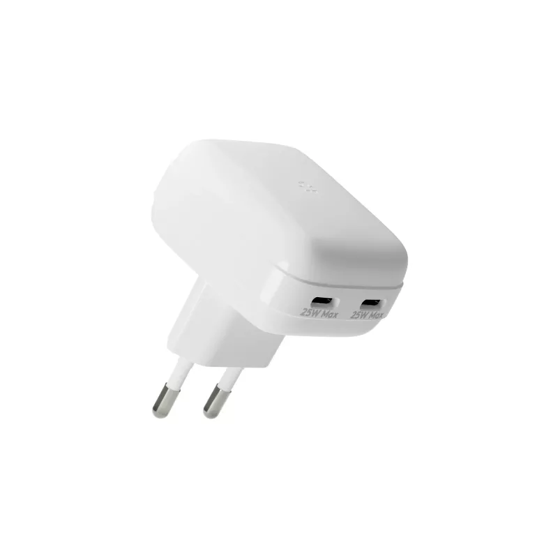 Sieninis įkroviklis d bramante re-charge Pro — 2× USB-C 25W, vidaus, baltas