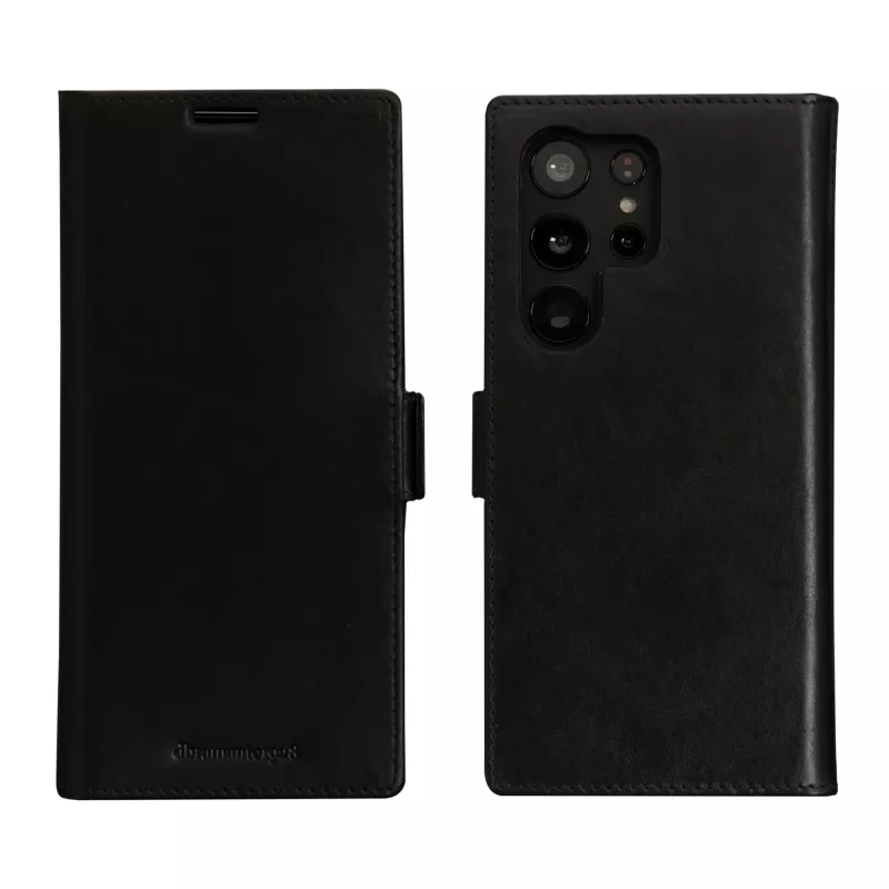 Dėklas-užvalkalas „folio“ dbramante1928 Lynge Samsung Galaxy S23 Ultra – juoda oda, 3 kortelių kišenės, tinka 6,8 colio ekranui