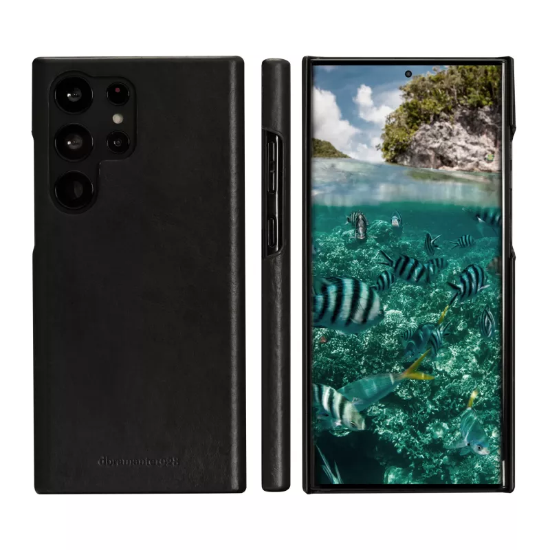 Dėklas-užvalkalas „folio“ dbramante1928 Lynge Samsung Galaxy S23 Ultra – juoda oda, 3 kortelių kišenės, tinka 6,8 colio ekranui