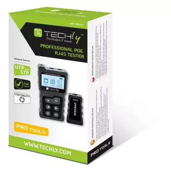 Techly I-CT PRO-POECK tinklo kabelių testeris su PoE testavimu, juoda/pilka