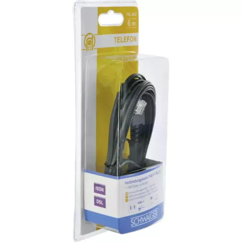 Laidas Schwaiger 6,0 m RJ-12 – TAE-F juodas