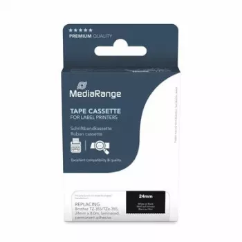 MediaRange MRBTZ355 spausdinimo juosta – balta ant juodo, 2,4 cm x 8 m