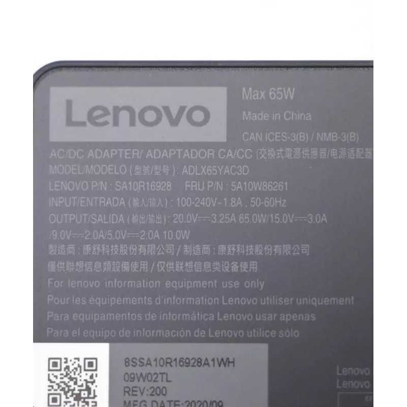 Lenovo 5A10W86261 maitinimo adapteris / keitiklis, 65 W, juodas