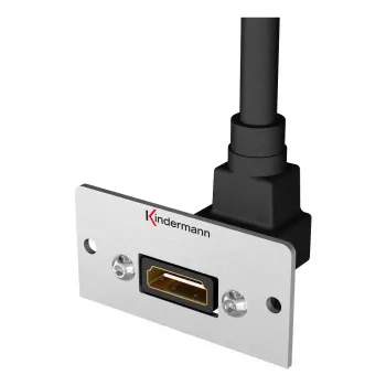 HDMI kištukinis lizdas Kindermann 90° pilkai juodas